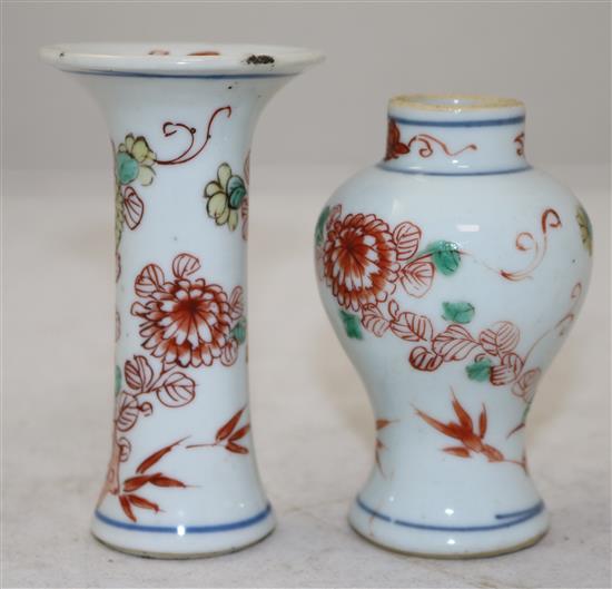 Six Chinese export miniature porcelain vases, 18th century, 8.5cm - 13cm